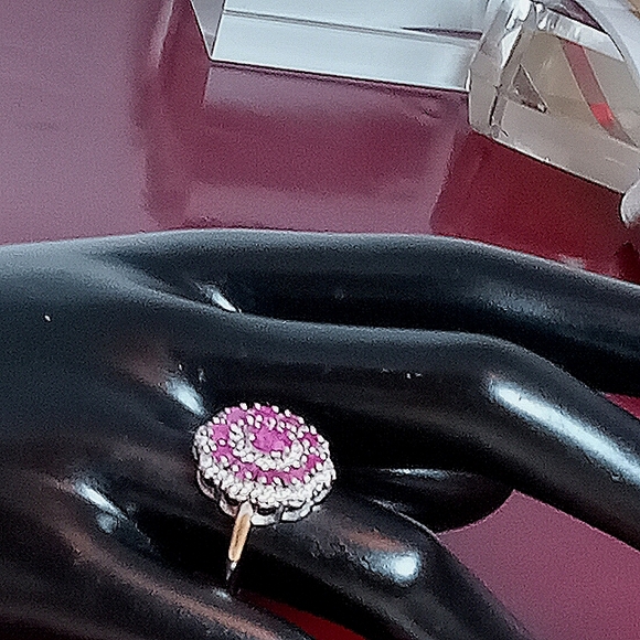 925 Sterling Silver Ring Sz 7 with Natural Ruby 6x4mm & CZ - Picture 10 of 11